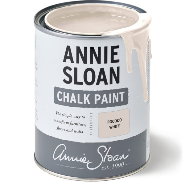 Farbdose groß und offen mit der Farbe Rococo White von Annie Sloan