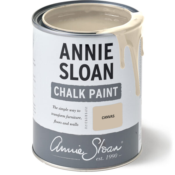 1l Farbdose gefüllt mit der beige farbenen Farbe Canvas von Annie Sloan Chalkpaint im Shop von Melflair
